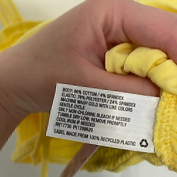 NEW NWT WILD FABLE Yellow Ruched Smocked Crop Top with Ties Bow Y2K Cotton Tank - Picture 9 of 12